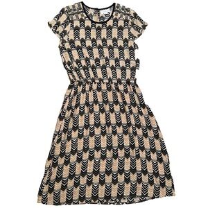 Velvet by Graham & Spencer Geometric Print Cap Sleeve Elastic Waist Midi Sz S